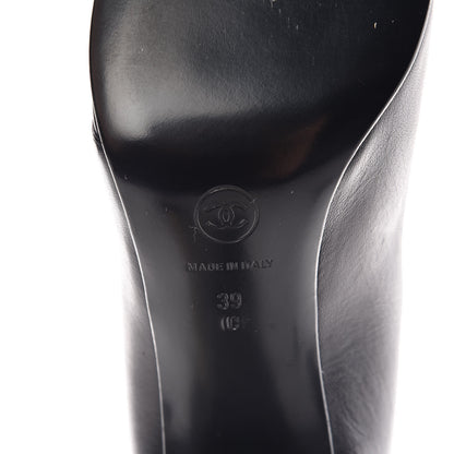 Chanel Lambskin CC Peep Toe Pumps 39 Black 9 of 12