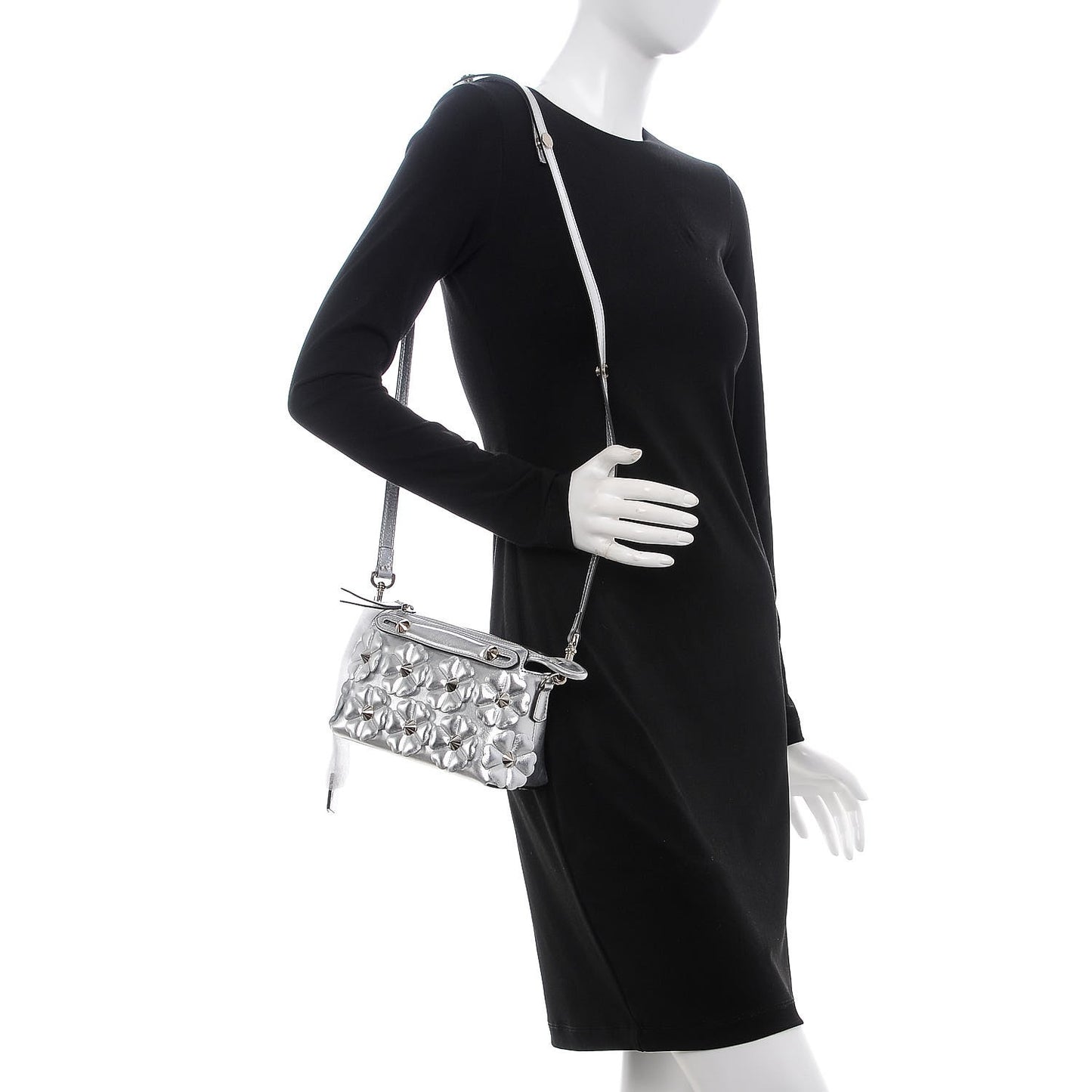 Vitello Catalan Mirror Flowerland Mini By The Way Boston Bag Argento