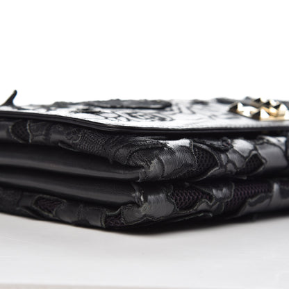 Valentino Garavani Lambskin Lace Large Girello Flap Black 8 of 10