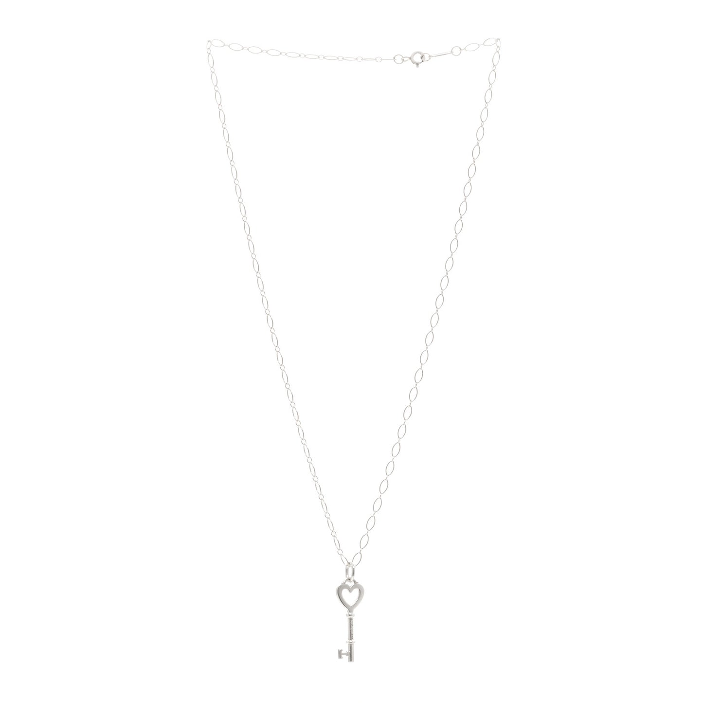 Sterling Silver Small Heart Key Pendant Necklace
