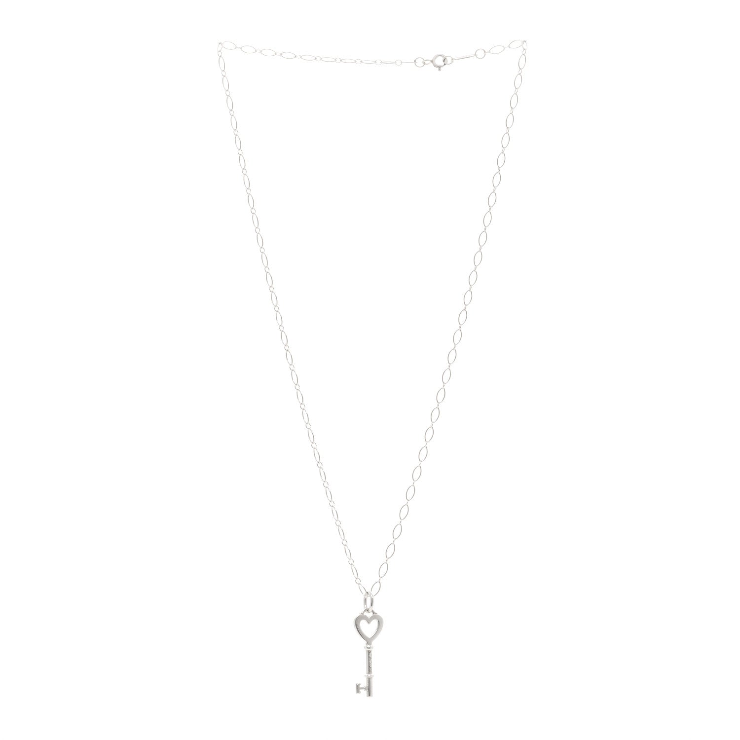 Tiffany Sterling Silver Small Heart Key Pendant Necklace 3 of 5