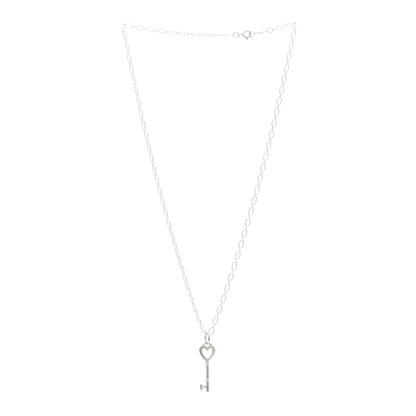 Tiffany Sterling Silver Small Heart Key Pendant Necklace 3 of 5