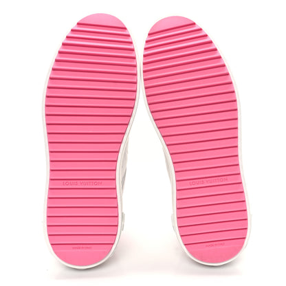 Louis Vuitton Lambskin Embossed Monogram Time Out Sneakers 38 White Pink 5 of 10