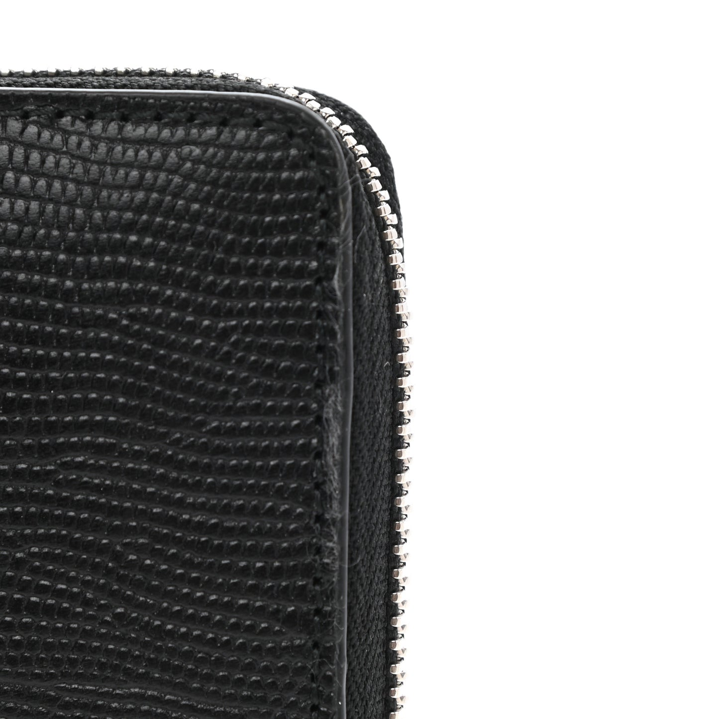 Calfskin Lizard Embossed Skull Continental Zip Wallet Black