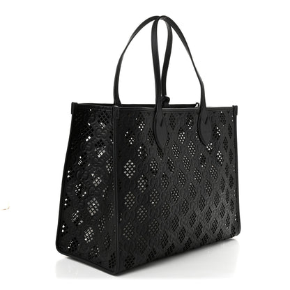 Gucci Calfskin GG Monogram Diamond Cut Medium Ophidia Tote Bag Black 4 of 11