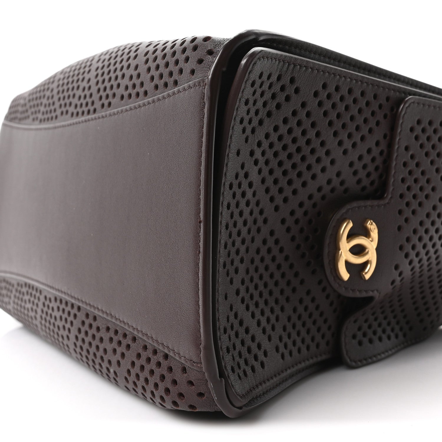 Chanel Perforated Calfskin Small Chanel 25 Handbag Dark Brown 10 of 10