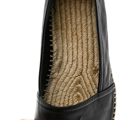 Saint Laurent Lambskin Monogram Espadrilles 37.5 Black 9 of 10