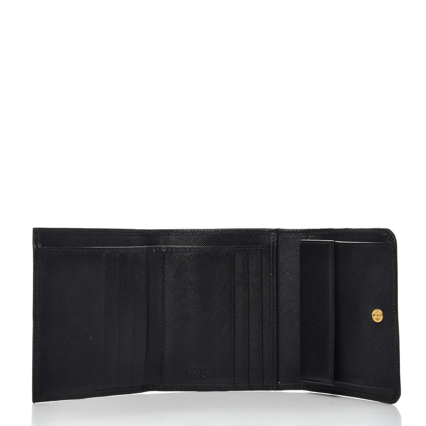 Saffiano Metal Tri-Fold Wallet Black
