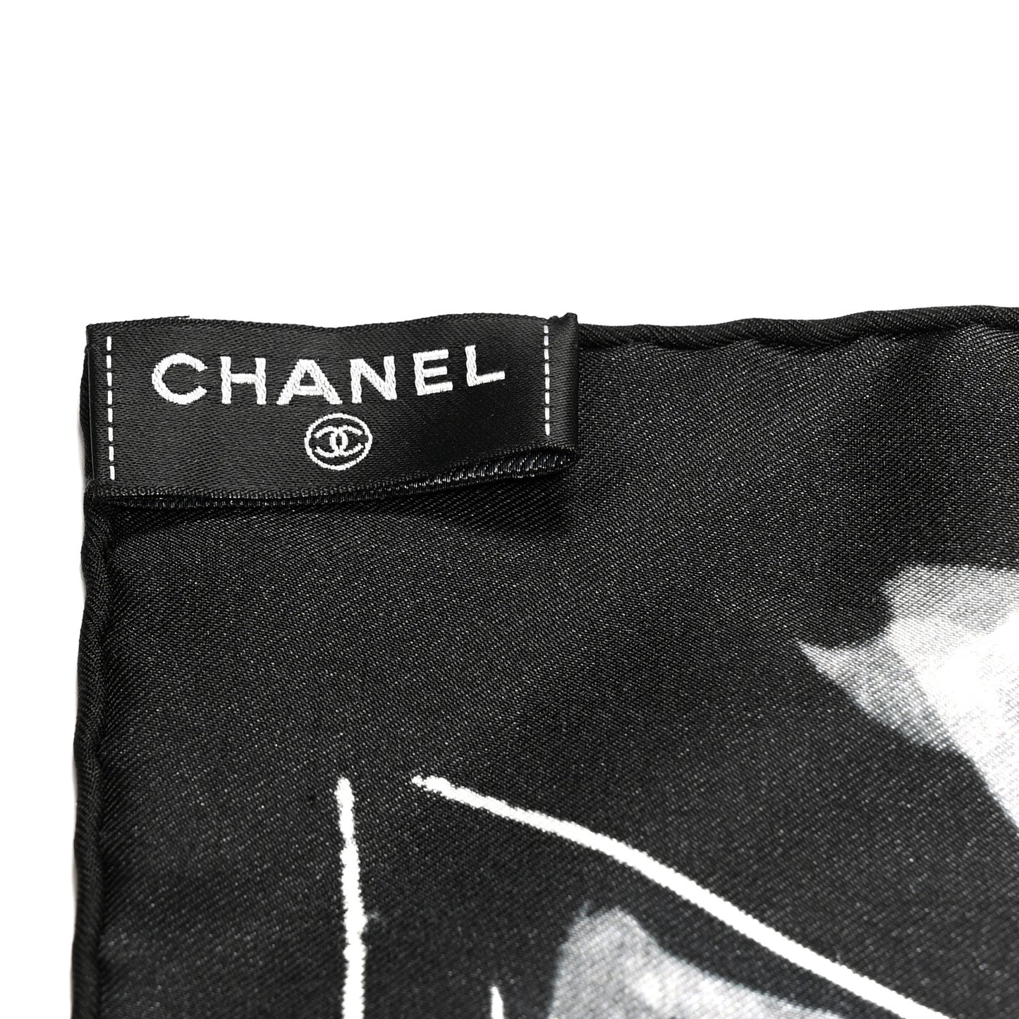 Silk CC Square Scarf Black White