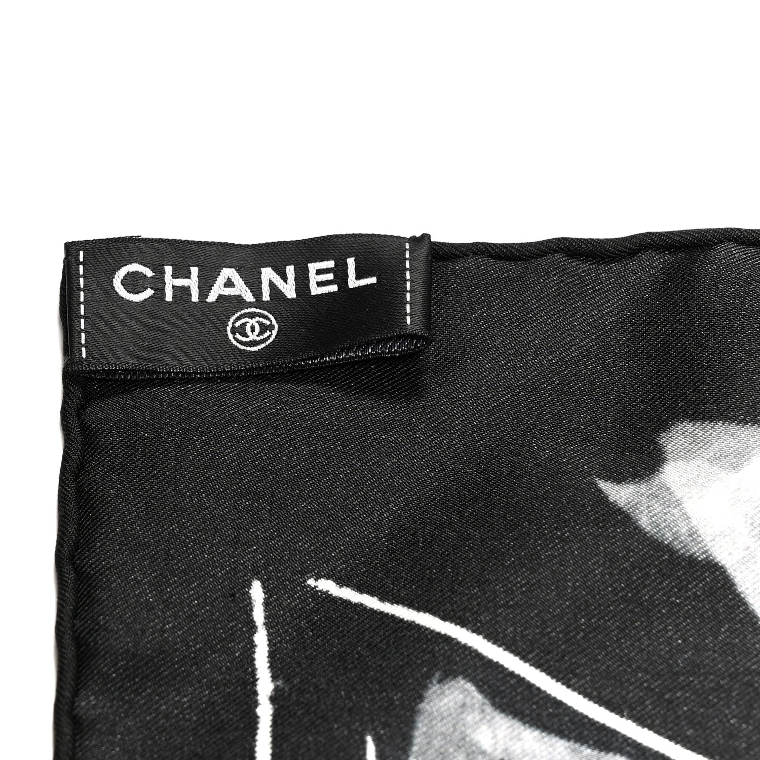 Chanel Silk CC Square Scarf Black White 3 of 4
