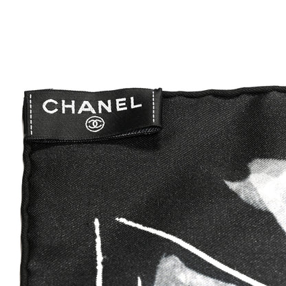 Chanel Silk CC Square Scarf Black White 3 of 4