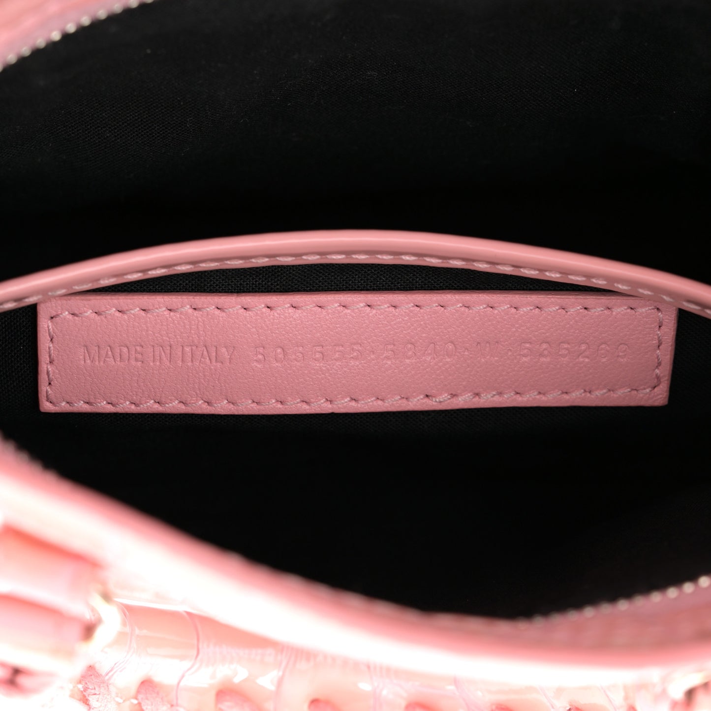 Patent Crocodile Embossed Classic Silver Hardware Nano City Light Pink