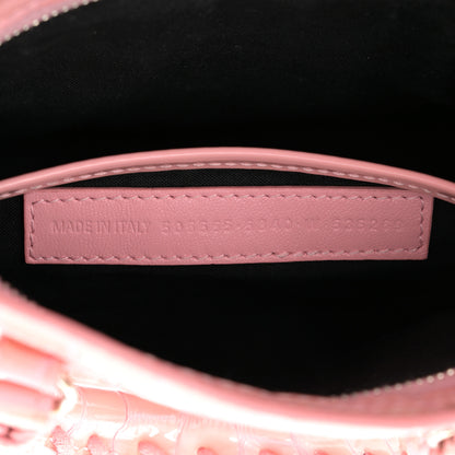 Balenciaga Patent Crocodile Embossed Classic Silver Hardware Nano City Light Pink 8 of 14