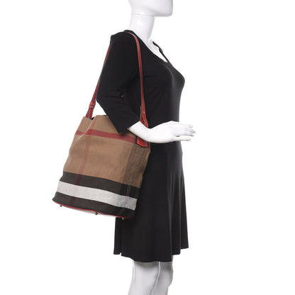 Burberry Canvas Mega Check Medium Ashby Hobo Cadmium Red 2 of 10