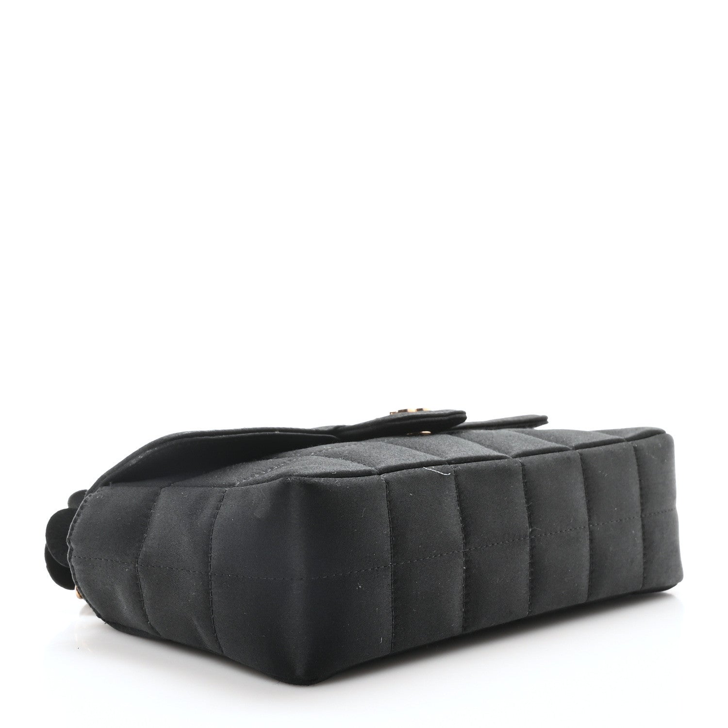 Chanel Satin Chocolate Bar Quilted Camellia Rectangular Mini Flap Black 4 of 10