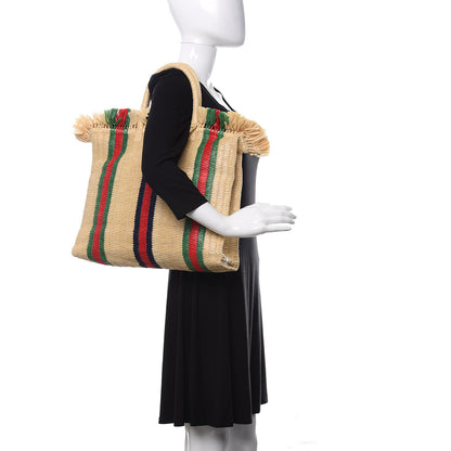 Gucci Raffia Linen Web Cestino Tote Bag 2 of 11