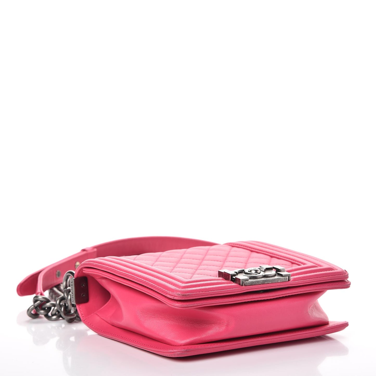 Lambskin Quilted Small Square Boy Flap Pink