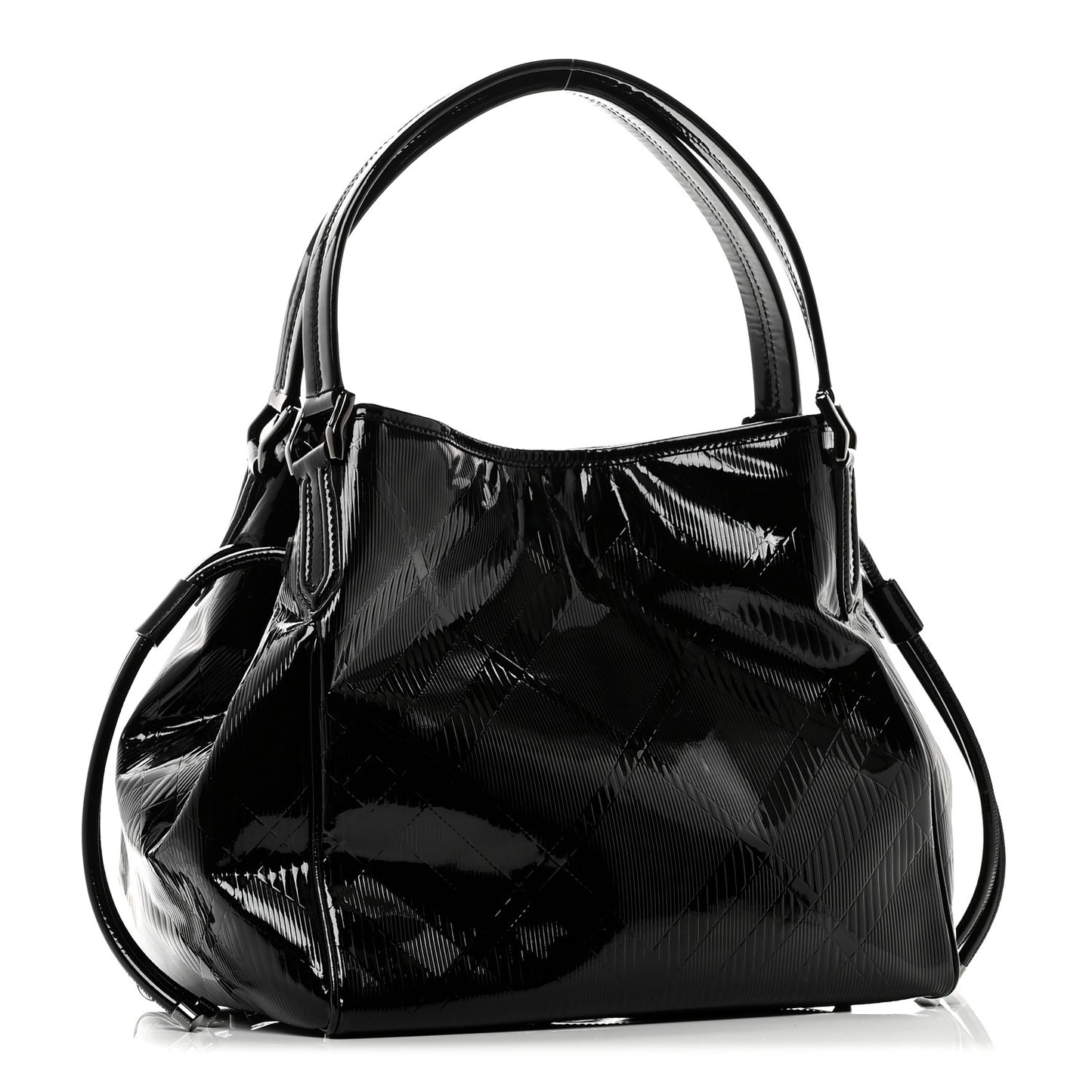 Patent Check Embossed Small Bilmore Tote Black