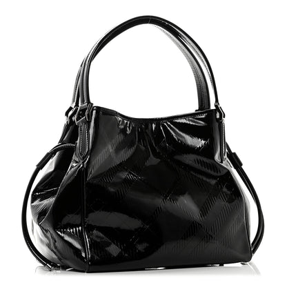 Burberry Patent Check Embossed Small Bilmore Tote Black 3 of 10