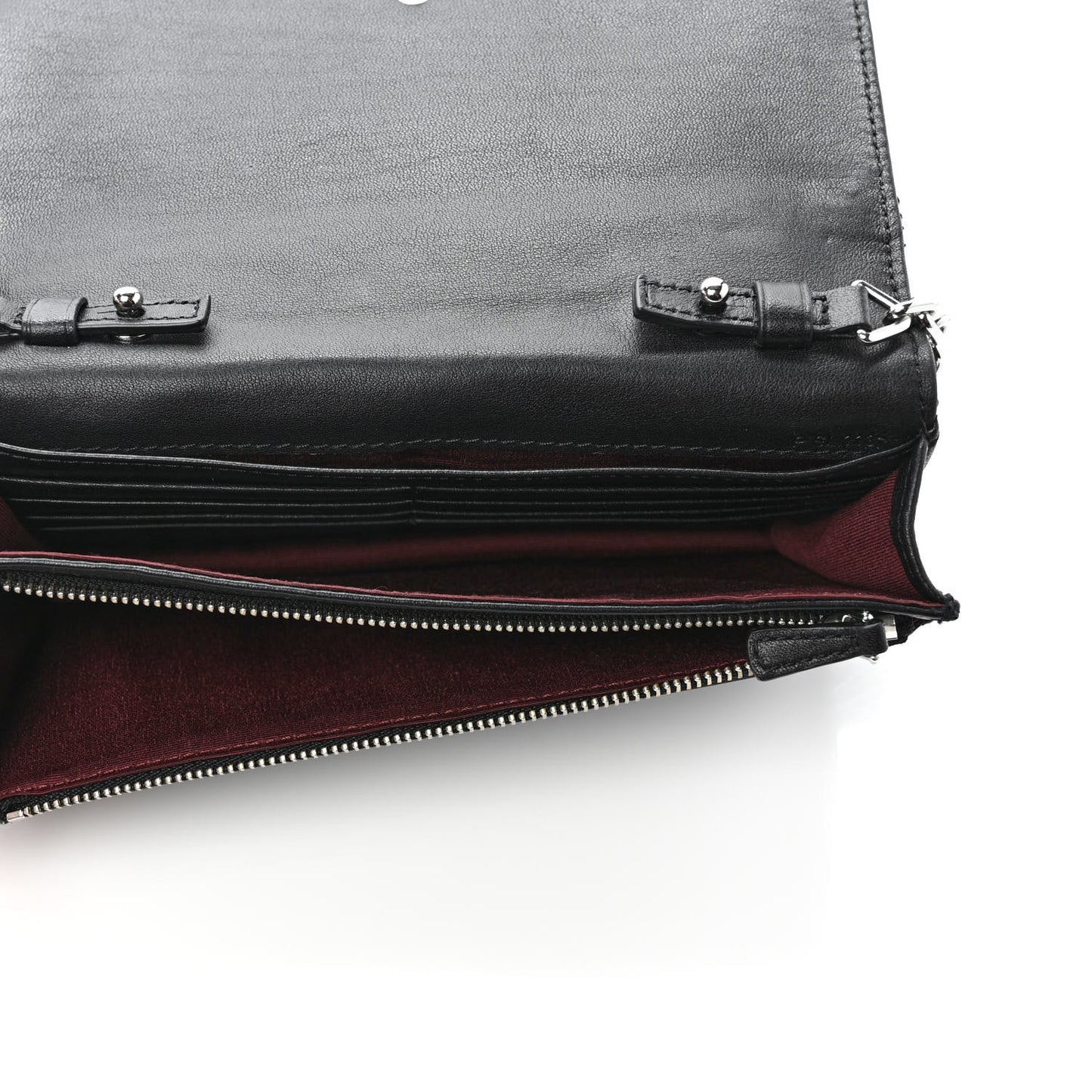 Calfskin Quilted Long Wallet Bag Black