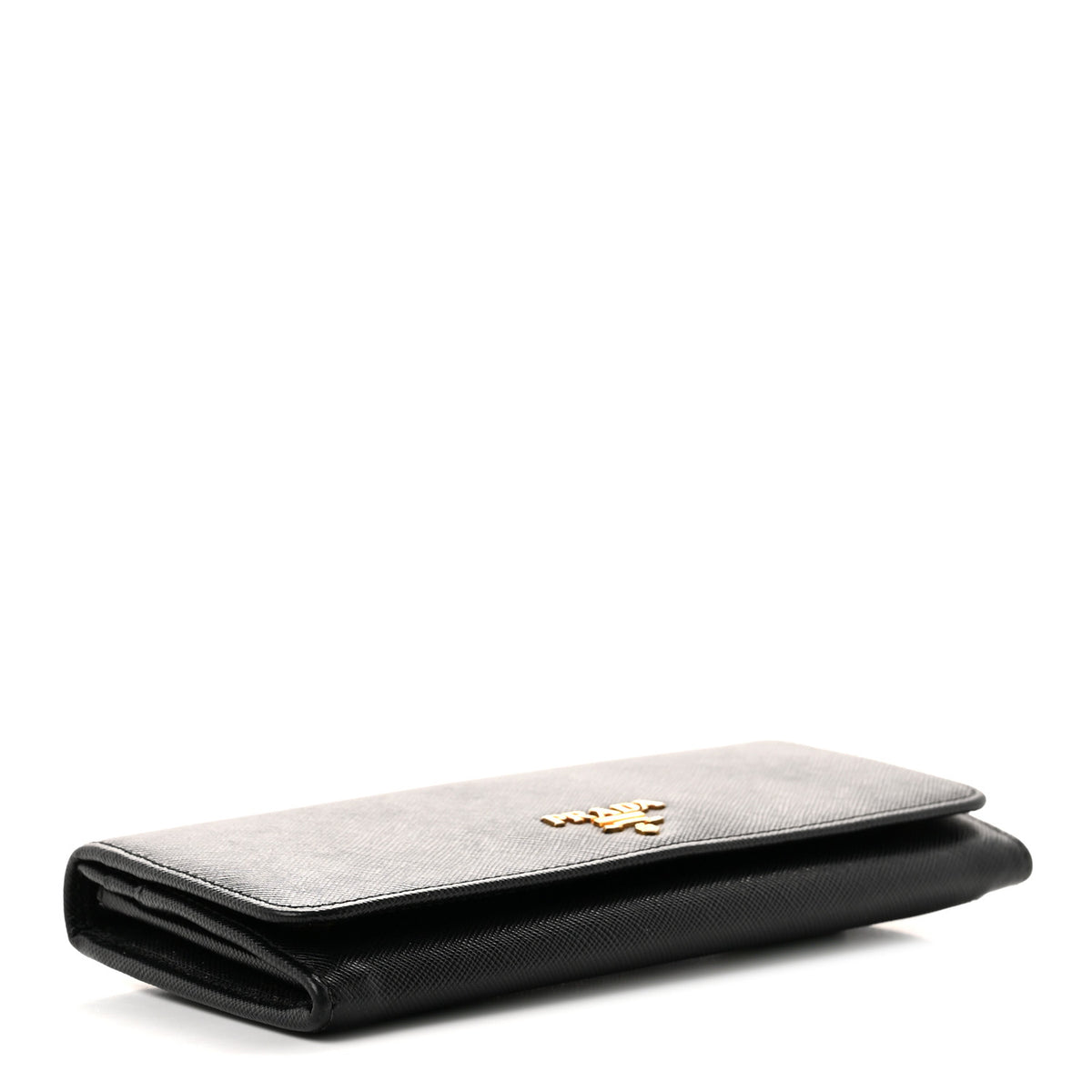 Prada Saffiano Metal Continental Flap Travel Wallet Black 4 of 8