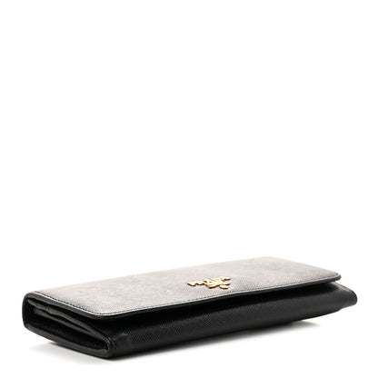 Prada Saffiano Metal Continental Flap Travel Wallet Black 4 of 8