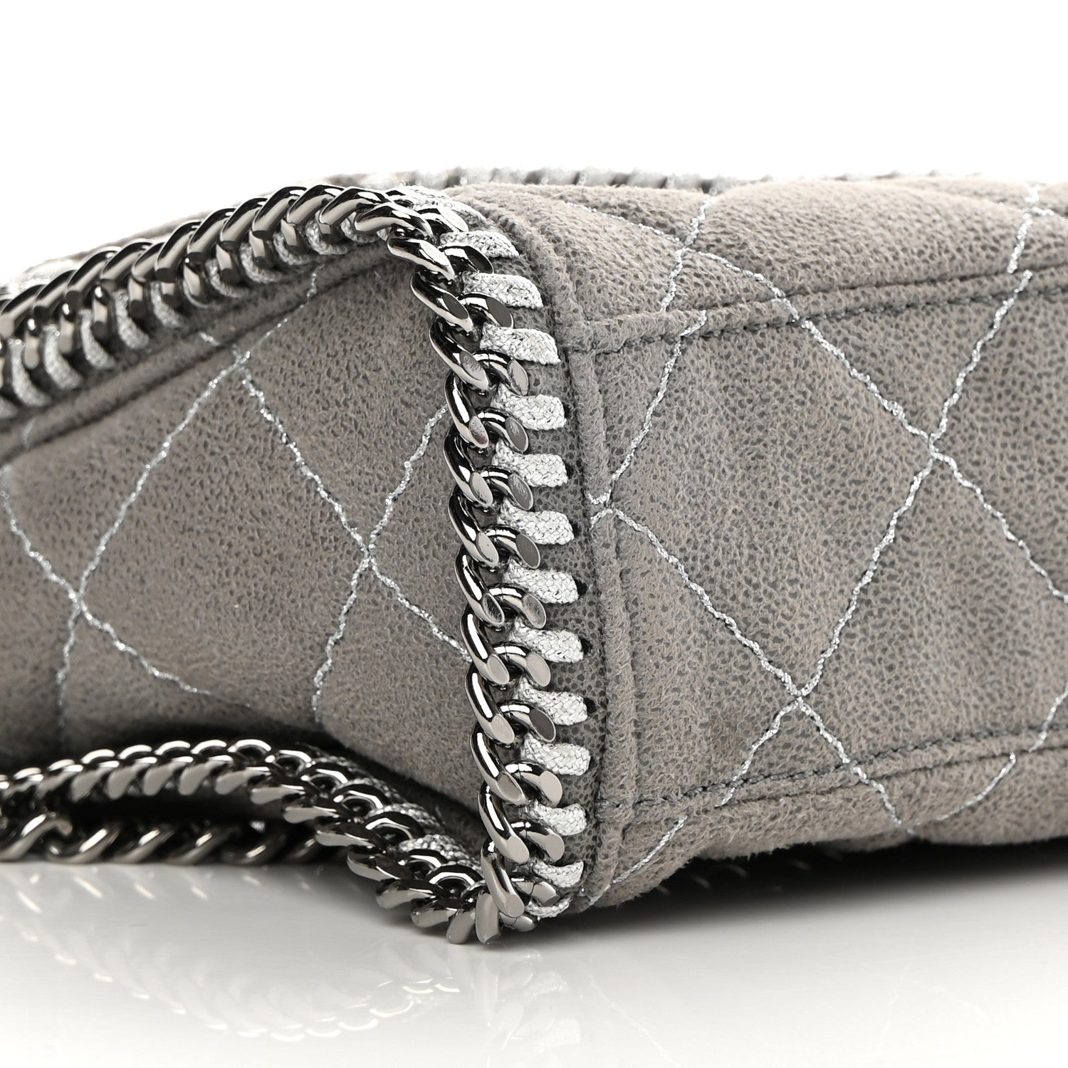 Stella McCartney Shaggy Deer Quilted Mini Falabella Grey 9 of 10