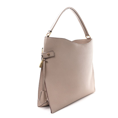 Tom Ford Pebbled Calfskin Small Alix Padlock Zip Hobo Bag Beige 4 of 11