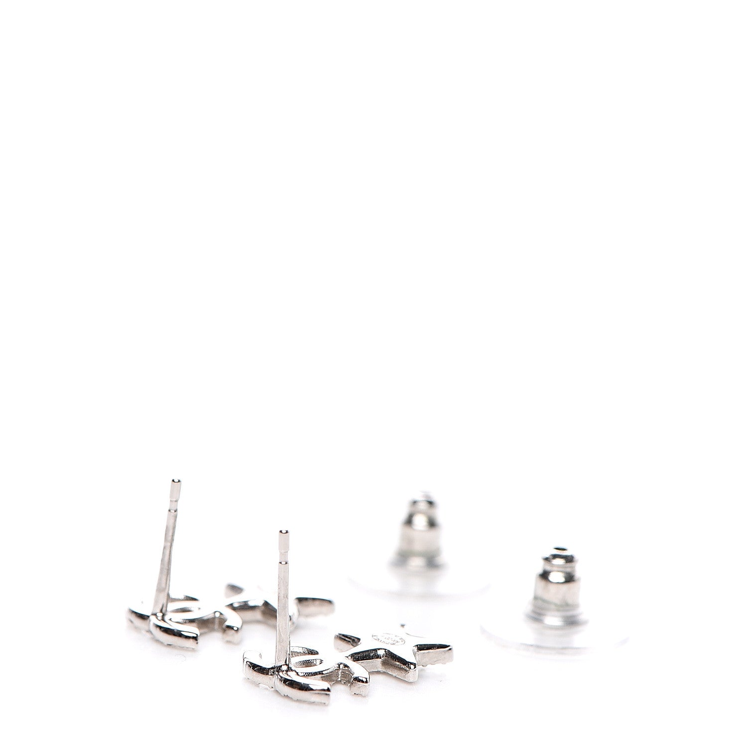Chanel Crystal CC Star Earrings Silver 4 of 4