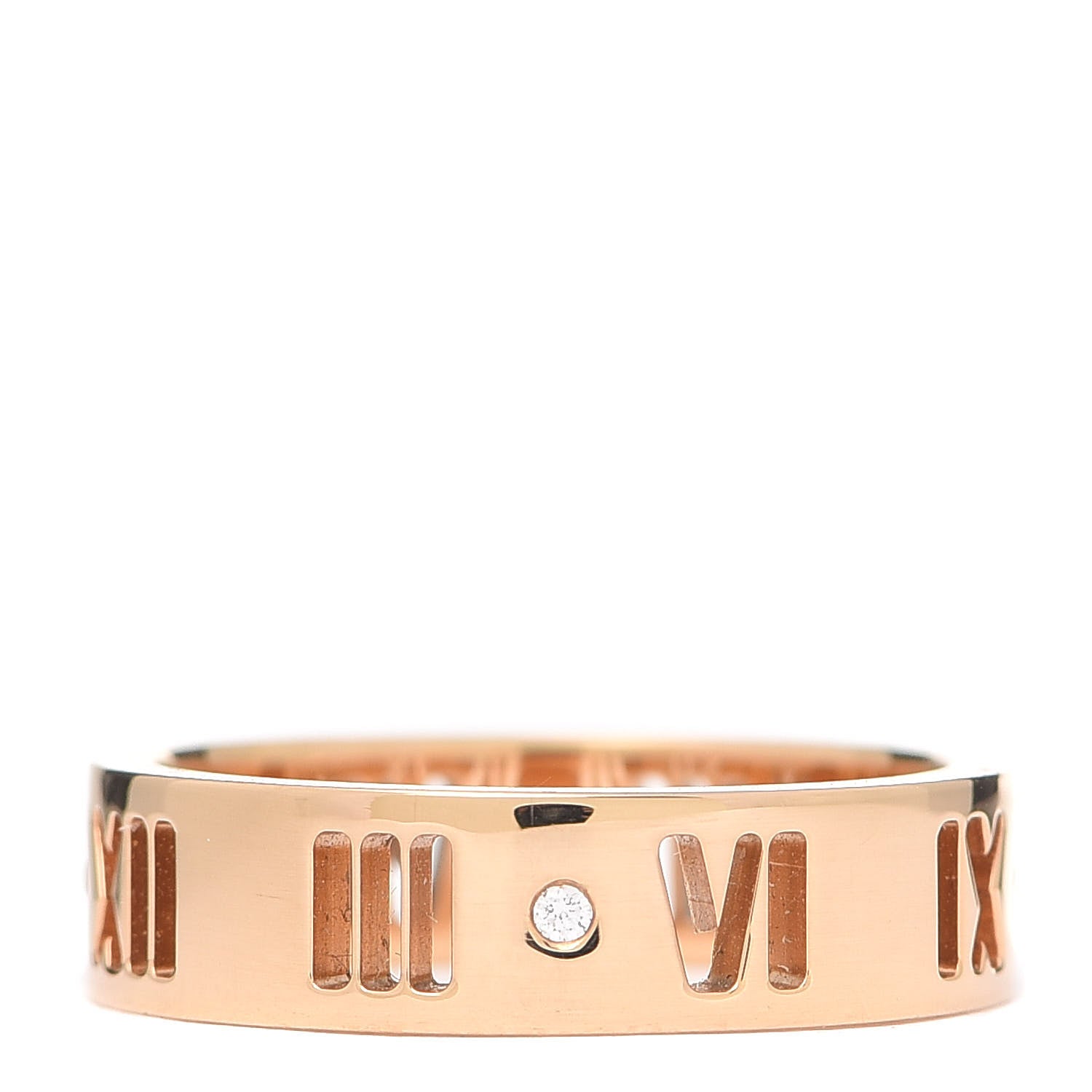 Tiffany 18K Rose Gold Diamond Wide Atlas Pierced Ring 51 5.75 1 of 5