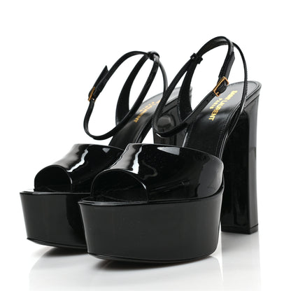 Saint Laurent Patent Jodie 95 Platform Sandals 38 Black 3 of 8