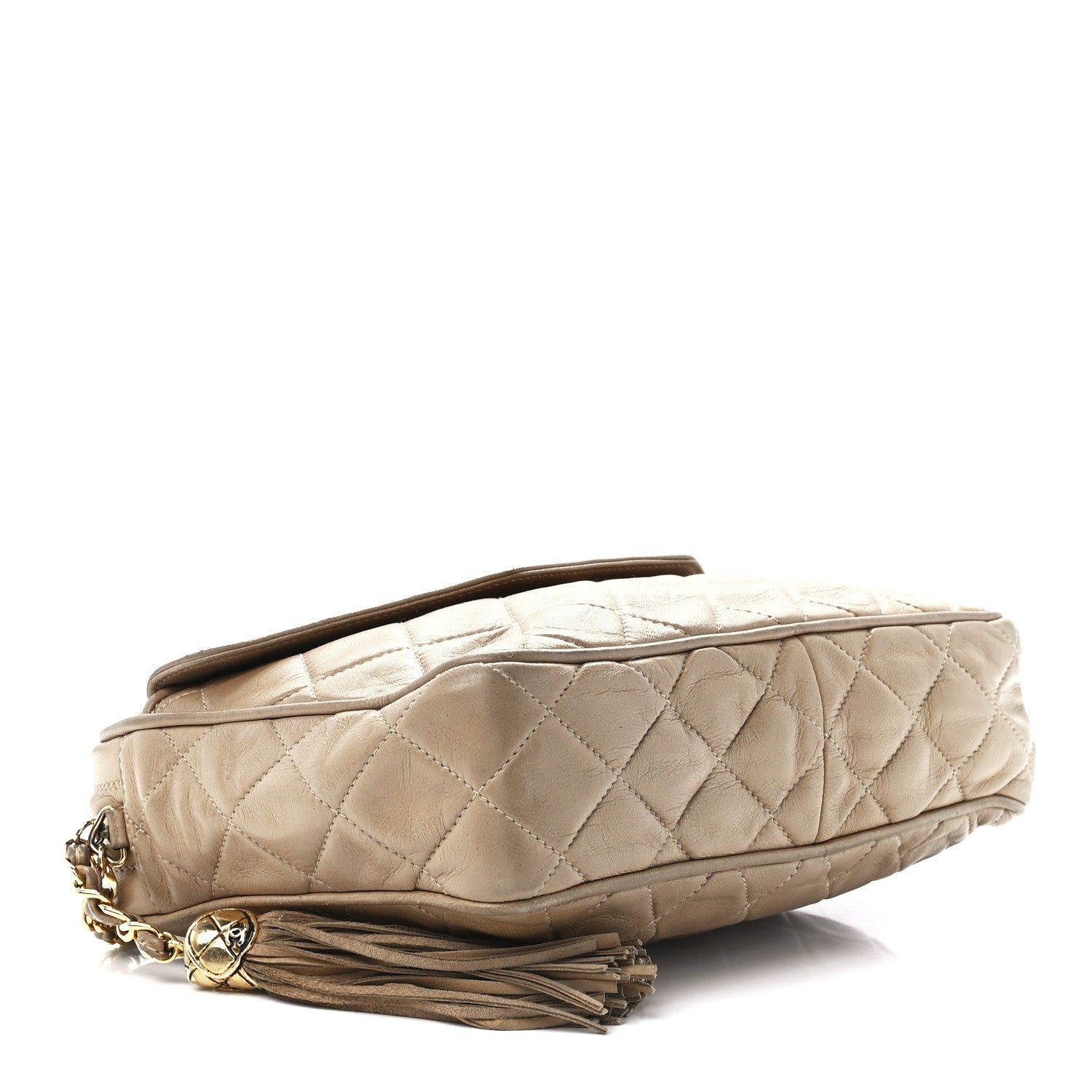 Chanel Lambskin Quilted Tassel Camera Case Beige 3 of 12