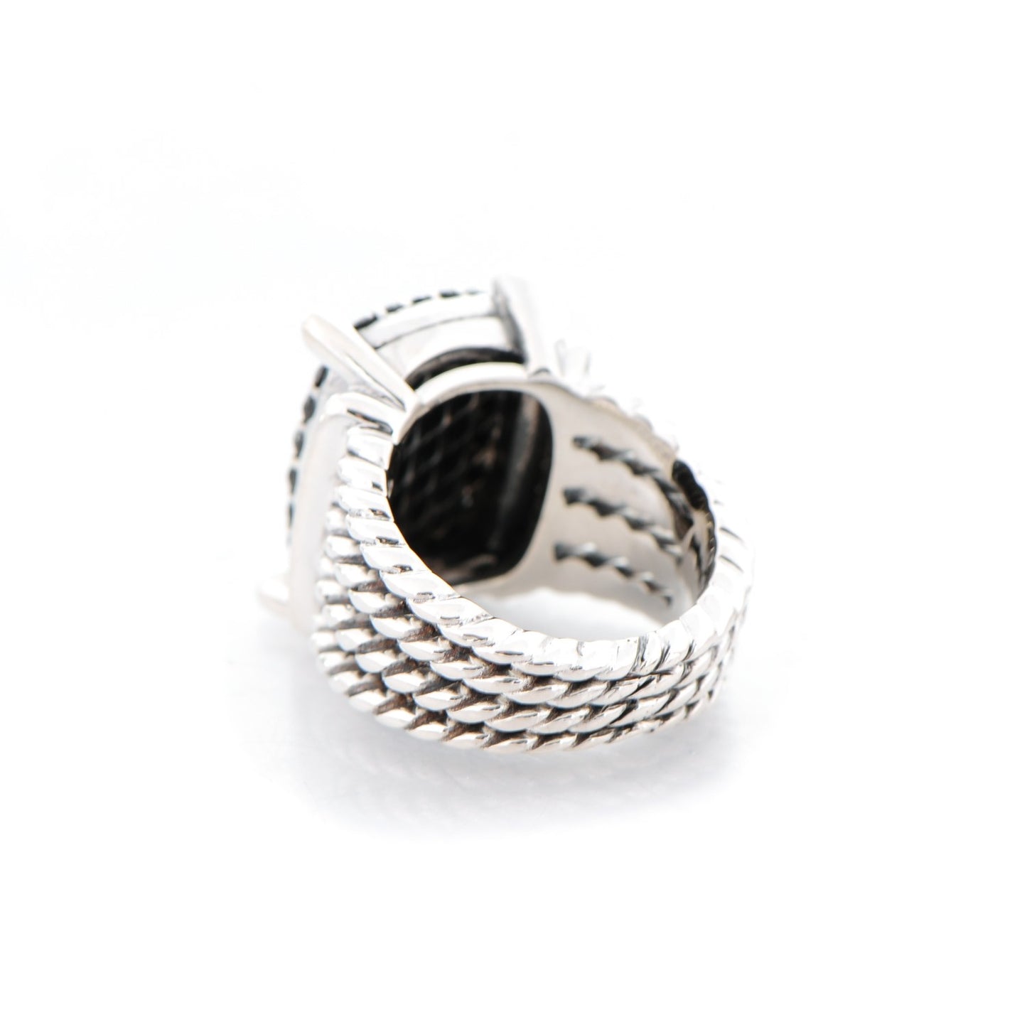 Sterling Silver Black Diamond Pave Diamond 16mm Wheaton Ring 47 4