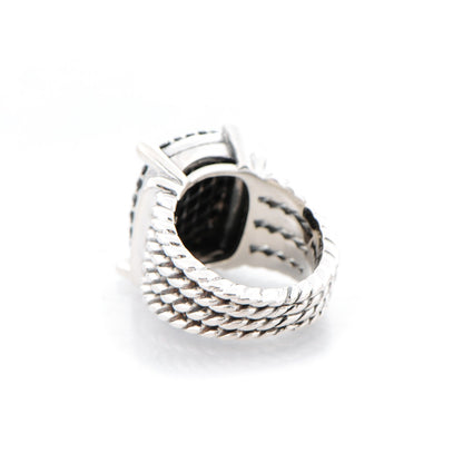 David Yurman Sterling Silver Black Diamond Pave Diamond 16mm Wheaton Ring 47 4 3 of 5