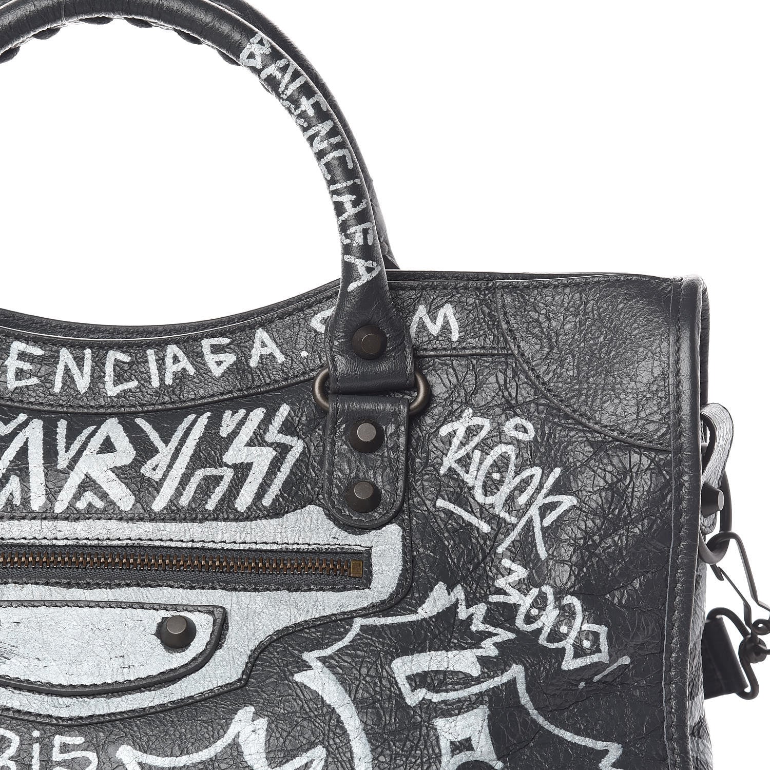 Balenciaga Agneau Arena Graffiti All Over Classic Hardware City Gris Fossile White 11 of 12