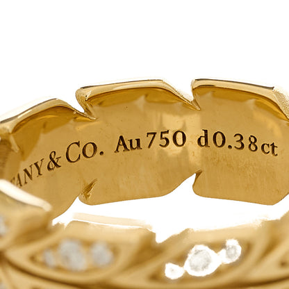 Tiffany 18K Yellow Gold Diamond Victoria Vine Band Ring 52 6 5 of 6