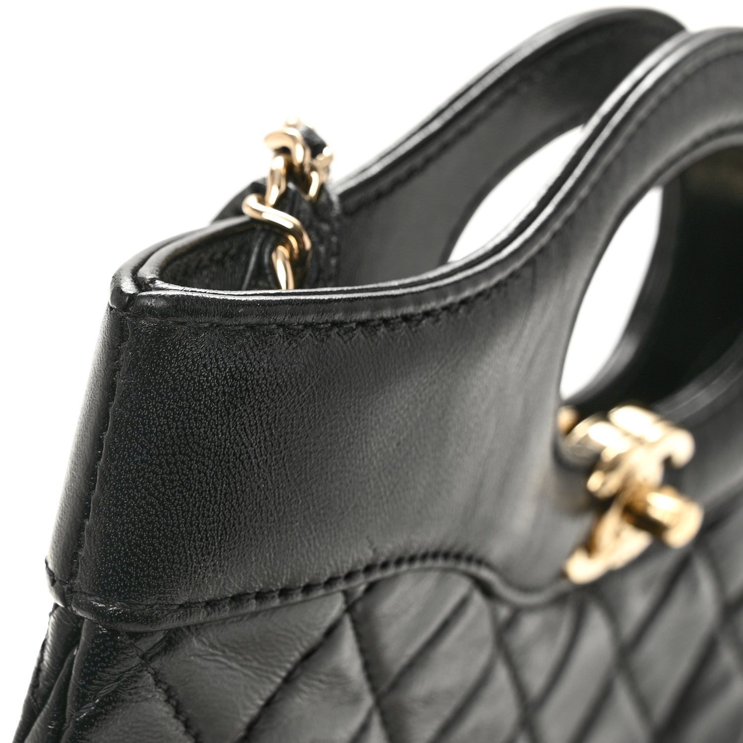 Chanel Shiny Crumpled Calfskin Quilted Mini 31 Shopping Bag Black 11 of 14