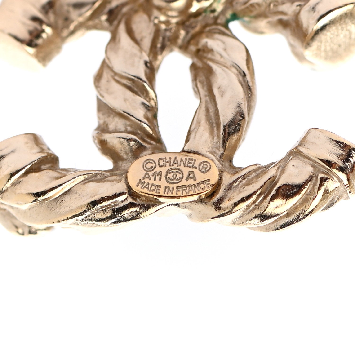 Chanel Pearl Resin Twisted CC Earrings Gold 4 of 4