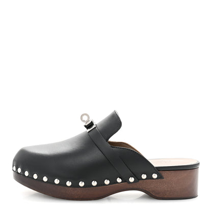 Hermes Calfskin Carlotta Mules 35 Black 1 of 10