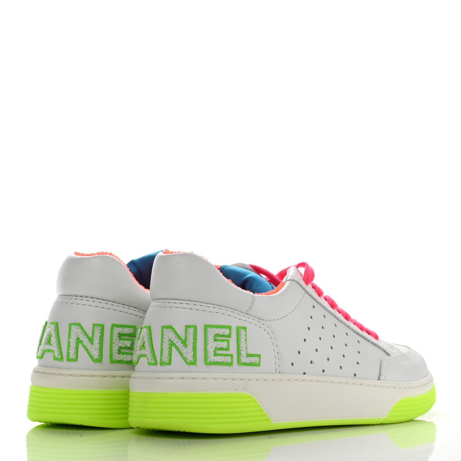 Chanel Calfskin Womens Logo Sneakers 38.5 White Multicolor 4 of 12