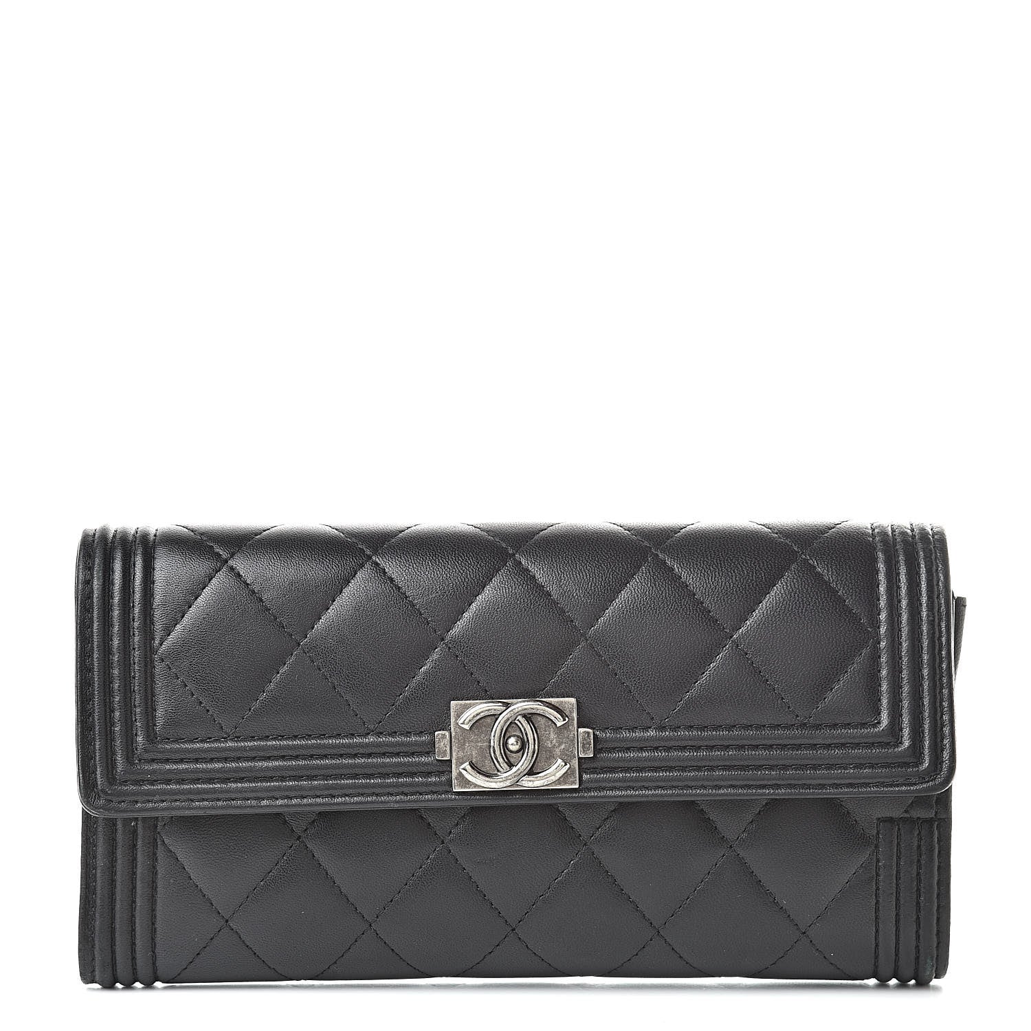 Chanel Lambskin Quilted Boy Flap Wallet Black 1 of 14
