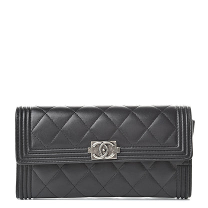 Chanel Lambskin Quilted Boy Flap Wallet Black 1 of 14