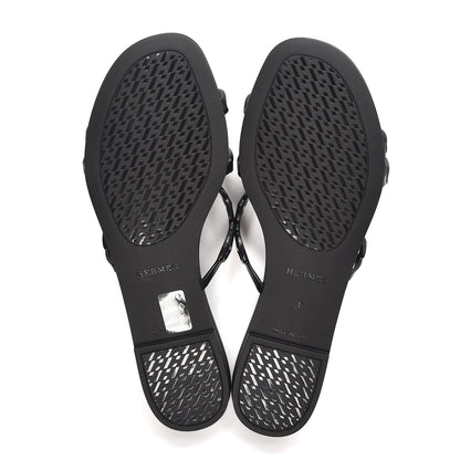 Hermes Rubber Chaine d'Ancre Rivage Sandals 37 Black 5 of 8