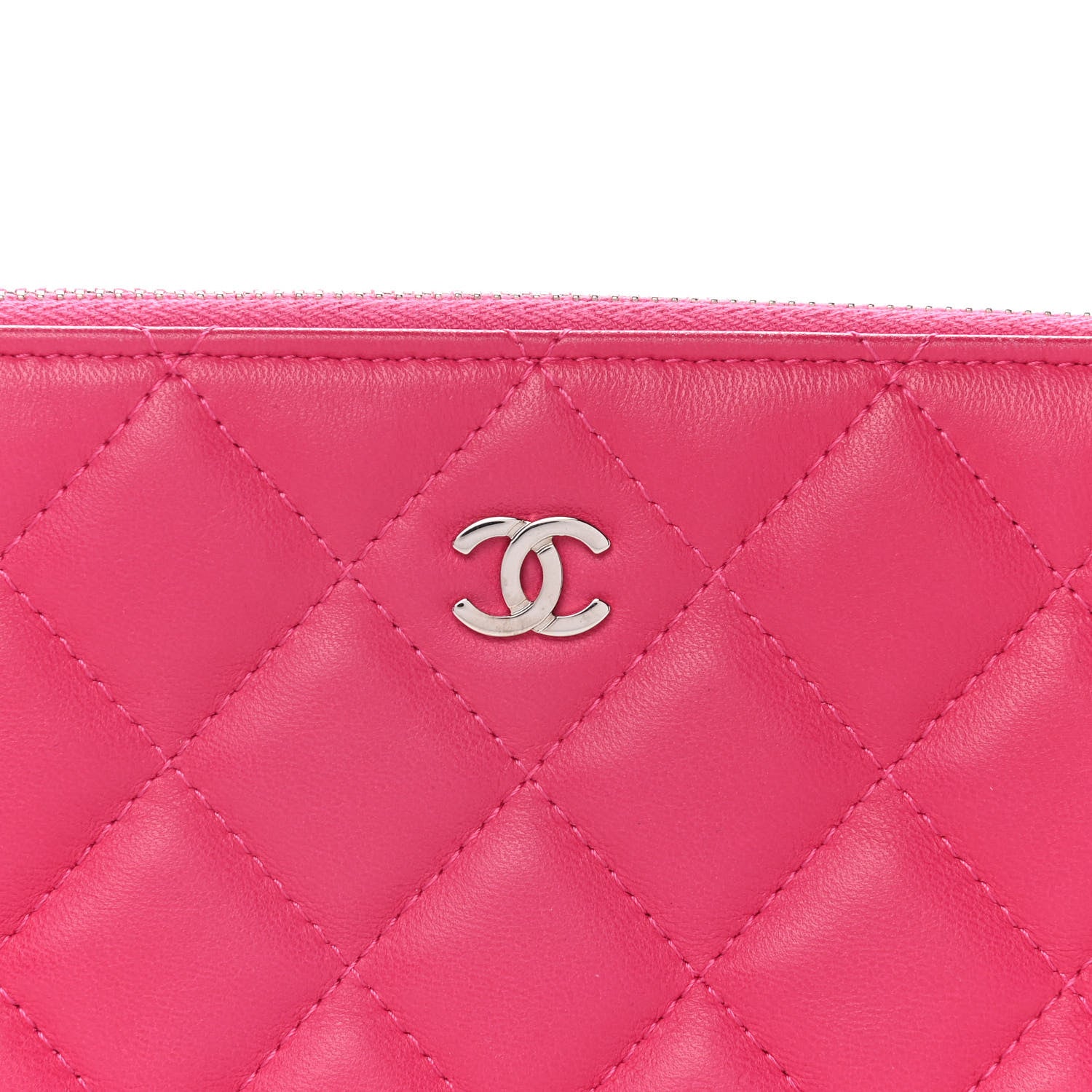 Chanel Lambskin Quilted Medium Cosmetic Case Dark Pink 8 of 13
