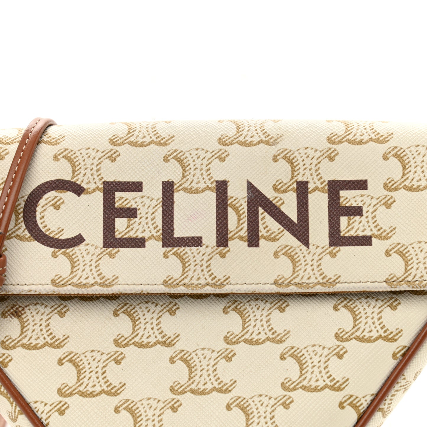 Triomphe Canvas Triangle Crossbody Bag White Tan