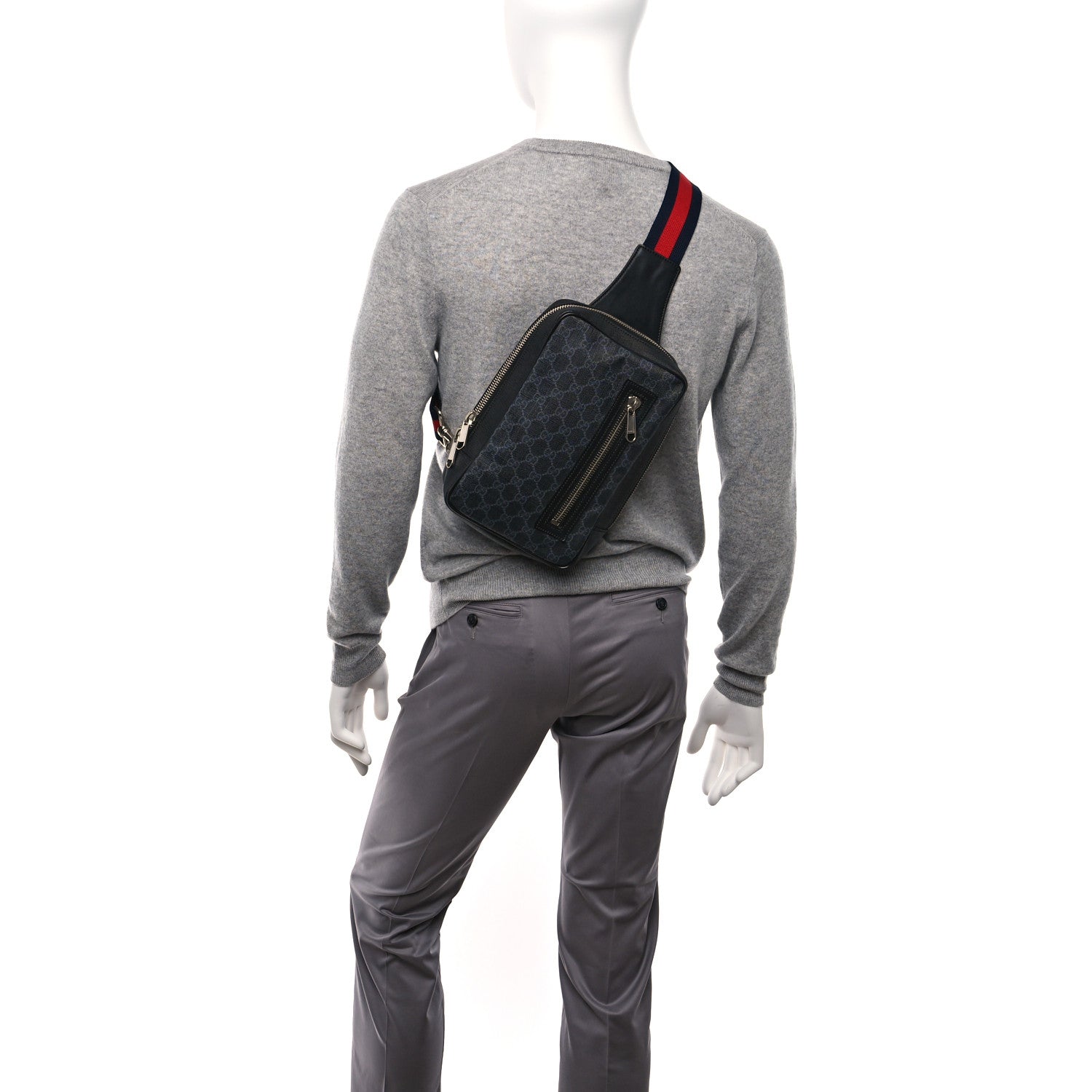 Gucci GG Supreme Monogram Web Belt Bag Black Grey 3 of 9