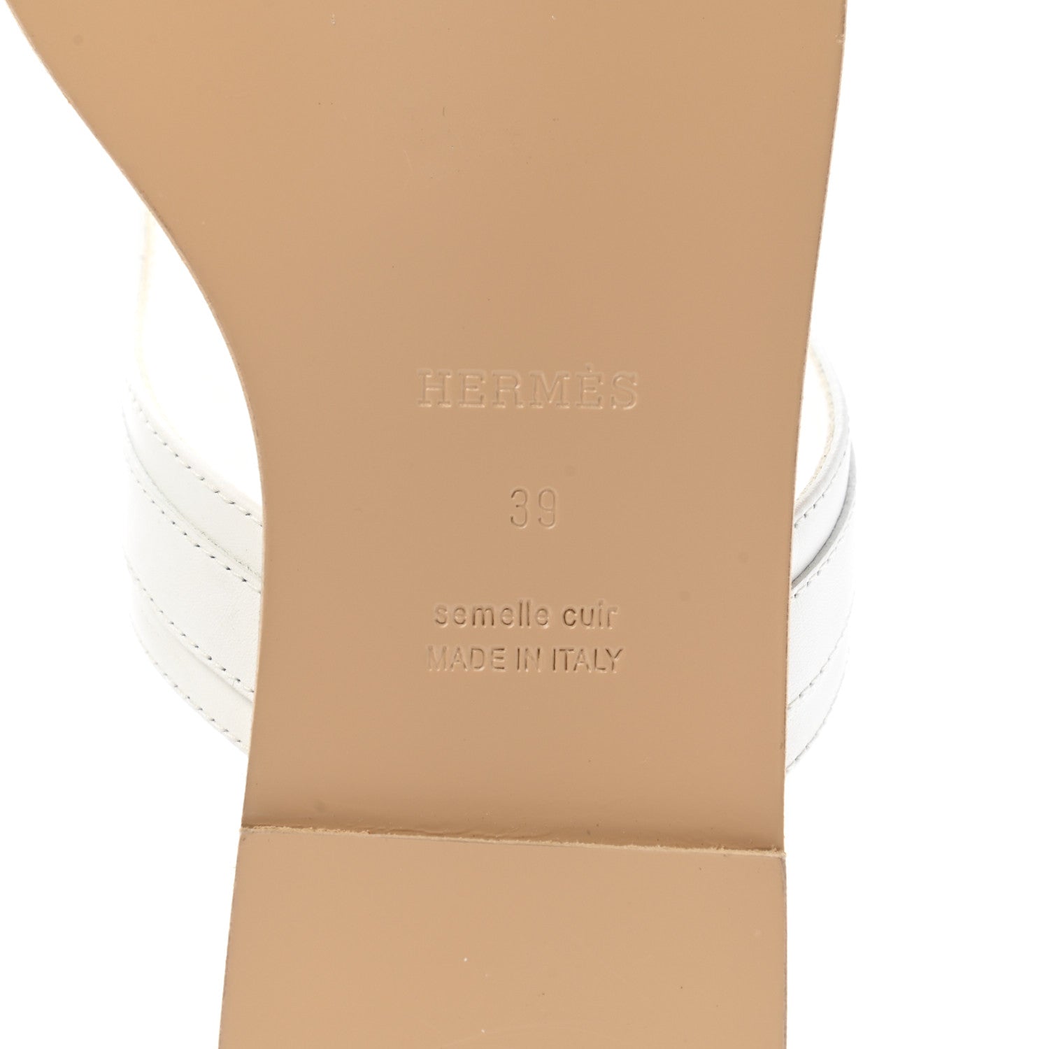 Hermes Calfskin Womens Elixir Sandals 39 White 6 of 9