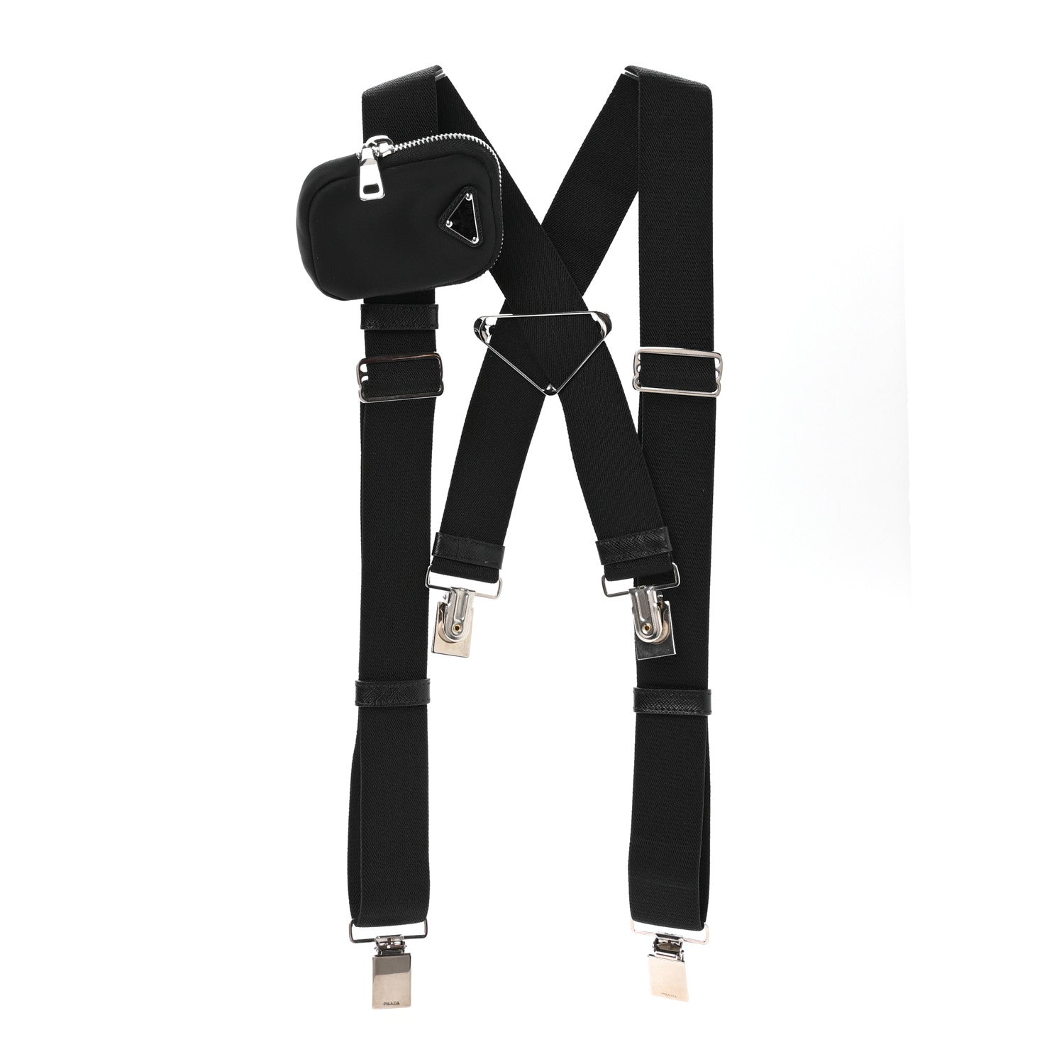 Prada Woven Re-Nylon Triangle Suspenders Black 1 of 4