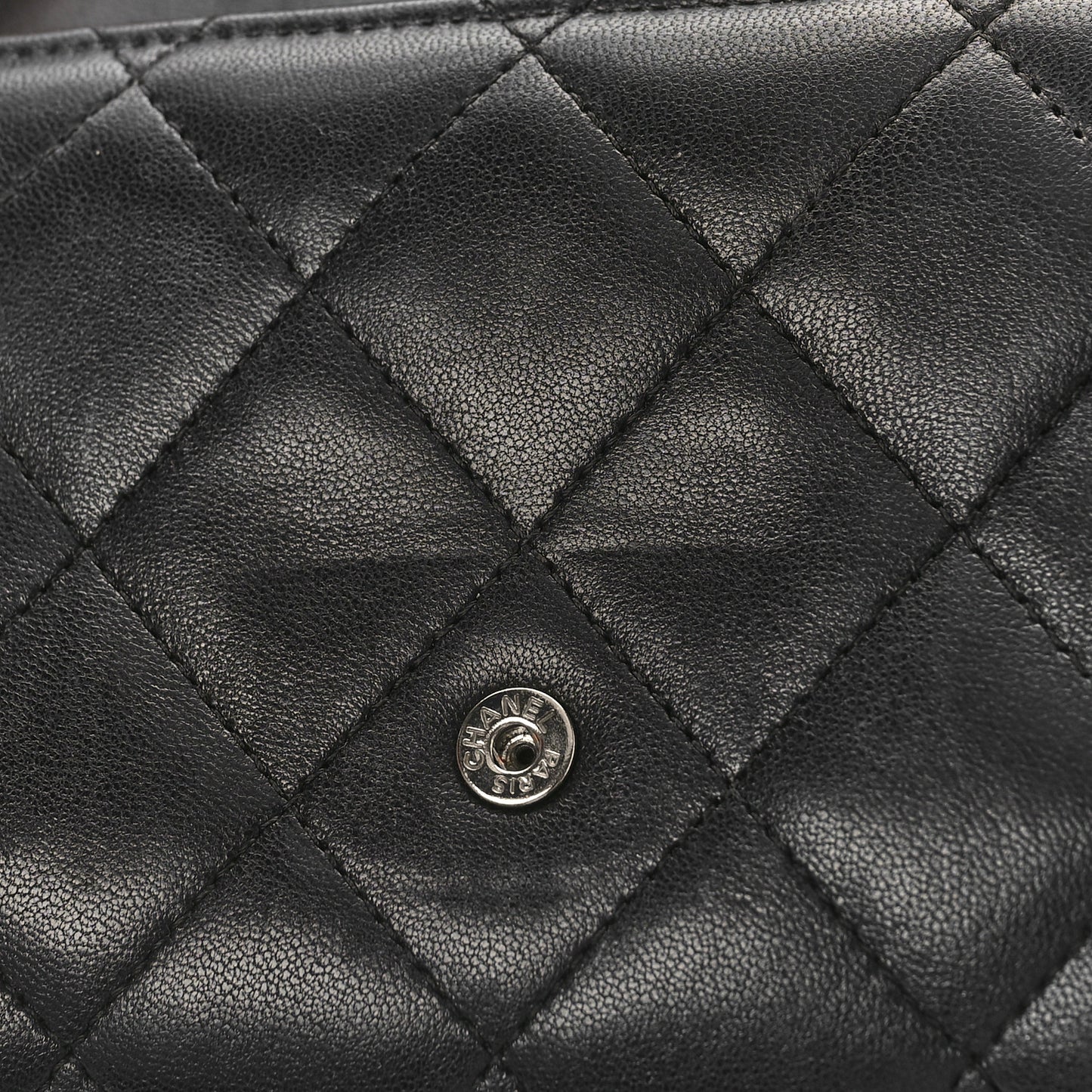 Lambskin Quilted Large Flap Wallet Black