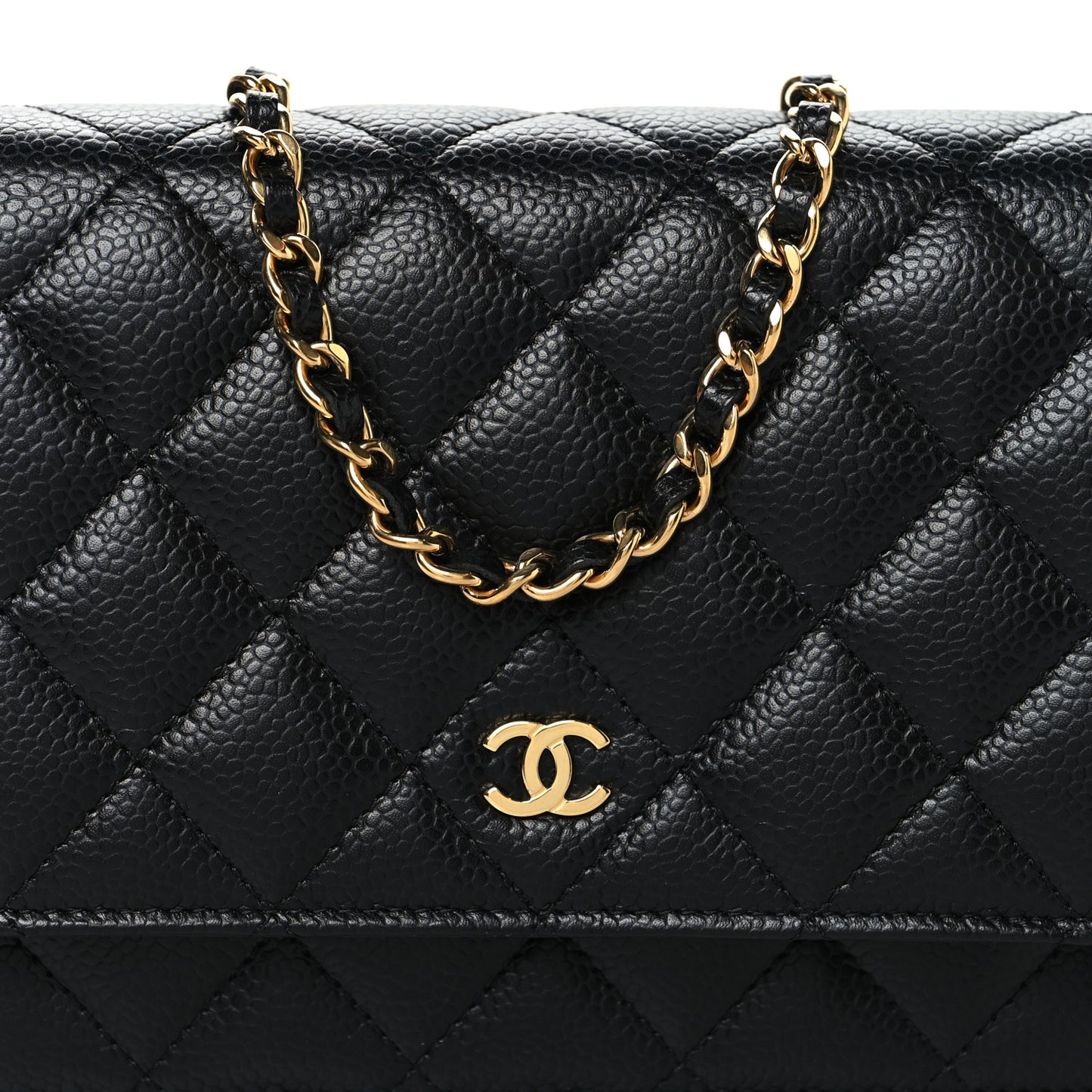 Caviar Quilted Wallet on Chain WOC Black